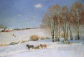 winter landscape with horse drawn sleigh 1915 Konstantin Yuon